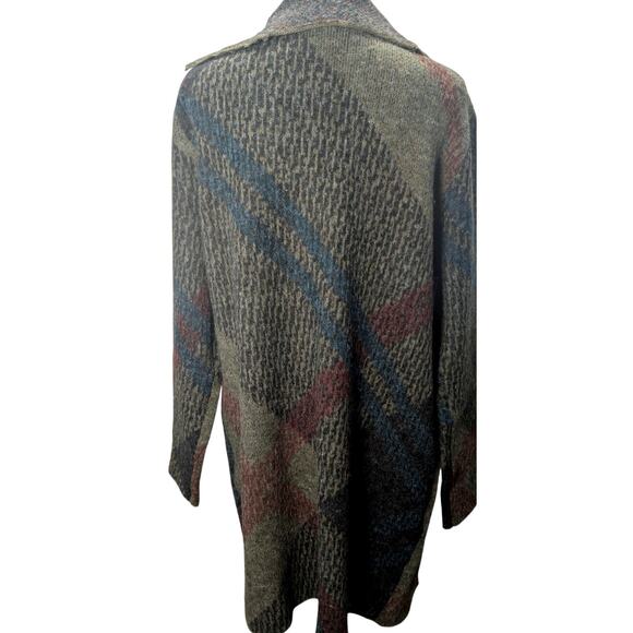 Natural Reflection Kerry Green Blue Plaid Cardigan Sweater Pockets Size Large - Picture 2 of 7
